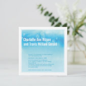 モダンウェディング招待状 : オンブレ 水彩 ブルー 招待状 (スタンド正面)