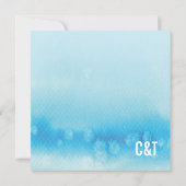 モダンウェディング招待状 : オンブレ 水彩 ブルー 招待状 (裏面)