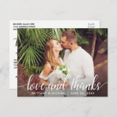 モダンウェディング スクリプト ラブ アンド サンクス フォト ポストカード (正面/裏面)