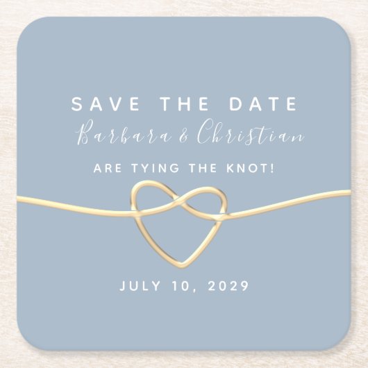 モダンウェディング・セーブ・ザ・デート招待状 スクエアペーパーコースター (正面)