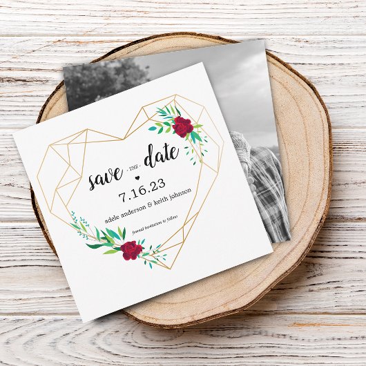 モダンウェディング・セーブ・ザ・デート　幾何学的なハートの写真 セーブザデート
