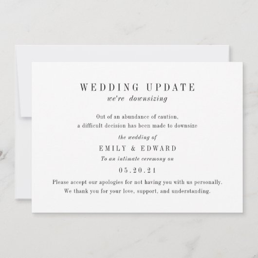 モダンウェディング ダウンサイズ発表 フォトカード セーブザデート (裏面)