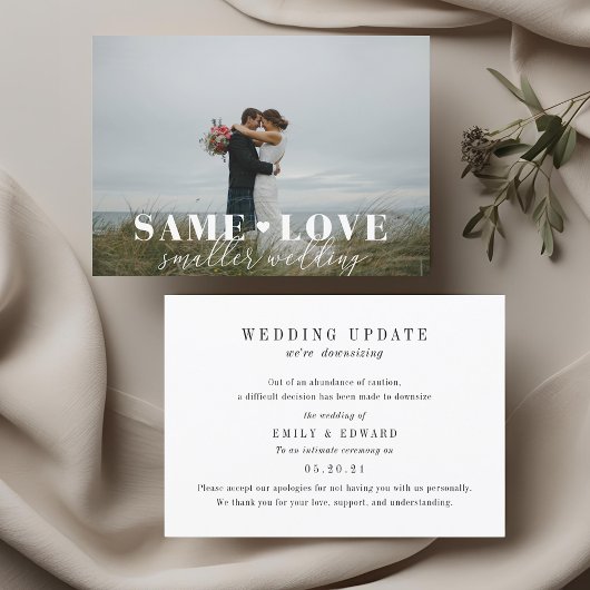 モダンウェディング ダウンサイズ発表 フォトカード セーブザデート