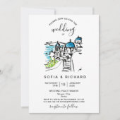 モダンウェディング デスティネーション ギリシャの島 スキアトス 招待状 (正面)