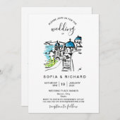 モダンウェディング デスティネーション ギリシャの島 スキアトス 招待状 (正面/裏面)