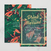 モダンウェディング ドリンク&ビーマリード トロピカルフラワー 招待状 (正面/裏面)