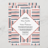 モダンウェディング ピンクウォーターカラー おしゃれなストライプ 招待状 (正面/裏面)
