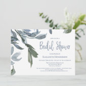 モダンウェディング ブライダルシャワー ブルーフラワー 招待状 (スタンド正面)