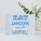 モダンウェディング ブルー RSVP 招待状 (スタンド正面)