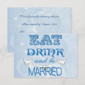 モダンウェディング ブルー RSVP 招待状 (正面/裏面)