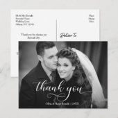 モダンウェディング ポストカード ありがとう | エレガントなスクリプト (正面/裏面)