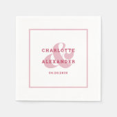 モダンウェディング マゼンタレッド アンパサンド 新婦新郎 スタンダードカクテルナプキン (正面)