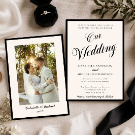 モダンウェディング ミニマリスト ブラック＆アイボリー Our Wedding 招待状