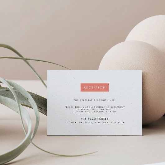 モダンウェディング レセプション カード | コーラル