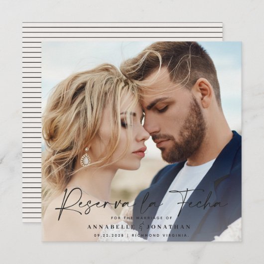 モダンウェディング 予約日 クリーム ブラック セーブT セーブザデート (正面/裏面)