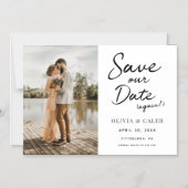 モダンウェディング　再度日程変更のSave our Date マグネット招待状 (正面)