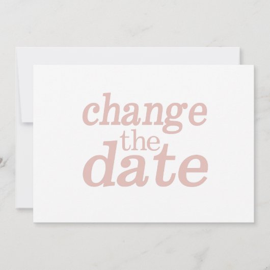 モダンウェディング 変更のお知らせ ピンク 延期しました 案内状 (正面)