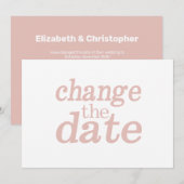 モダンウェディング 変更のお知らせ ピンク 延期しました 案内状 (正面/裏面)