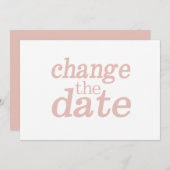 モダンウェディング 変更日 ピンク 延期のお知らせ 案内状 (正面/裏面)