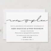 モダンウェディング 新しい計画 日程更新 発表 招待状 (正面)