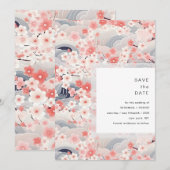 モダンウェディング 桜の花と波 セーブザデート (正面/裏面)