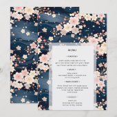 モダンウェディング 桜の花 ブルッシュウェーブ メニュー (正面/裏面)