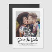 モダンウェディング QRコード写真オーバーレイ 結婚式 日時保存 マグネット招待状 (正面/裏面)