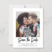 モダンウェディング QRコード写真オーバーレイ 結婚式 日時保存 マグネット招待状 (正面)