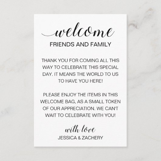 モダンウェルカムギフトバスケットバッグありがとうござ結婚う エンクロージャーカード (正面)