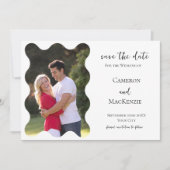 モダンウェーブフォトウェディングセーブザデート招待状 セーブザデート (正面)