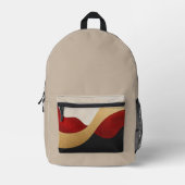 モダンウェーブ ゴールド 赤 黒 プリントバックパック (正面)