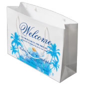 モダンウォーターカラーアイランドビーチパームズシェル結婚ズ ラージペーパーバッグ (裏面アングル)