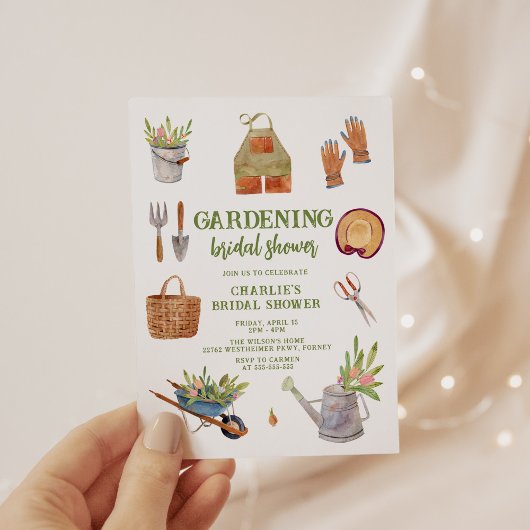 モダンウォーターカラーガーデンパーティーブライダルシャワー 招待状