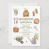モダンウォーターカラーガーデンパーティーブライダルシャワー 招待状 (正面)