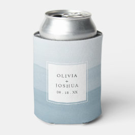 モダンウォーターカラーダスティブルーグラデーションワンマンウエディング 缶クーラー