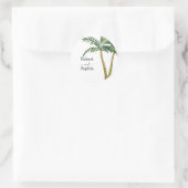 モダンウォーターカラーャpalm+treeウェディング ラウンドシール (バッグ)