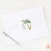 モダンウォーターカラーャpalm+treeウェディング ラウンドシール (封筒)