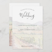 モダンウォーターカラーヴィンヤードワイナリー結婚ズ 招待状 (正面/裏面)