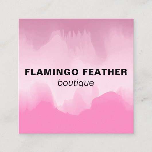 モダンウォータ芸術的ーカラーピンクフラミンゴブティック スクエア名刺 (正面)