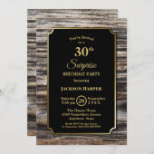 モダンウッドサプライズ 30歳の誕生日パーティー 招待状 (正面/裏面)
