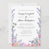 モダンウータカラーユーカリ&ラベンダー結婚ズ 招待状 (正面)