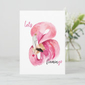 モダンエキゾチックなピンクレッツフラミンゴの水彩 シーズンカード (スタンド正面)