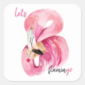 モダンエキゾチックなピンクレッツフラミンゴの水彩 スクエアシール (正面)