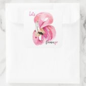 モダンエキゾチックなピンクレッツフラミンゴの水彩 スクエアシール (バッグ)