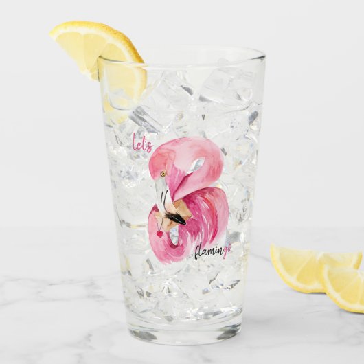 モダンエキゾチックなピンクレッツフラミンゴの水彩 タンブラーグラス (アイス正面)