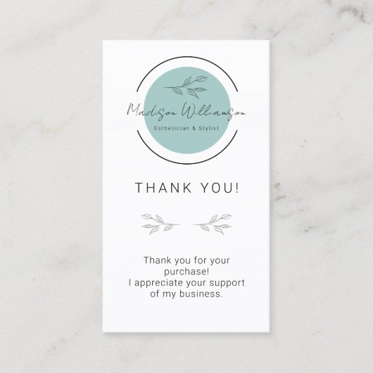 モダンエステティシャンスタイリストスパお客様ありがとうございます 名刺 (正面)