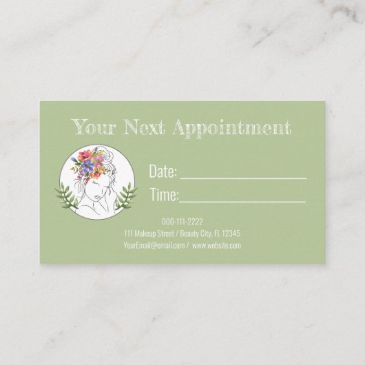 モダンエステティシャンスタイリストスパシエレガントックフローラ 予約カード (裏面)