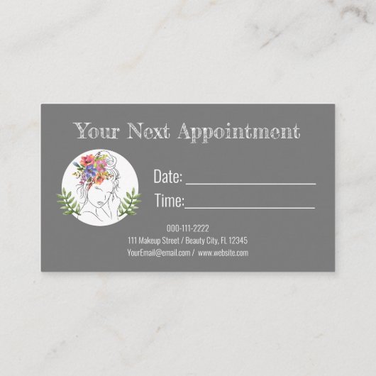 モダンエステティシャンスタイリストスパシエレガントックフローラ 予約カード (裏面)