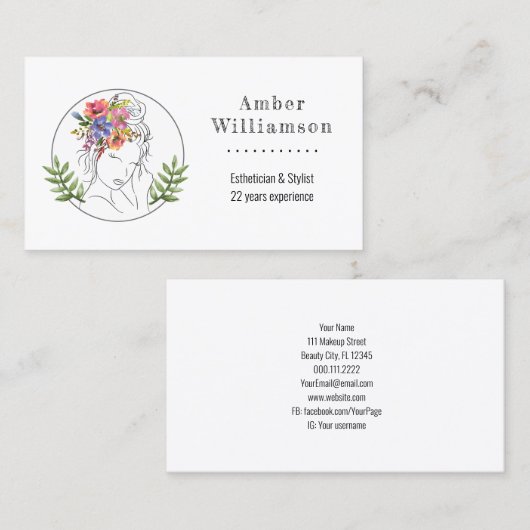 モダンエステティシャンスタイリストスパシエレガントックフローラ 名刺 (正面/裏面)