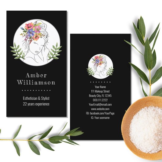 モダンエステティシャンスタイリストスパシエレガントックフローラ 名刺